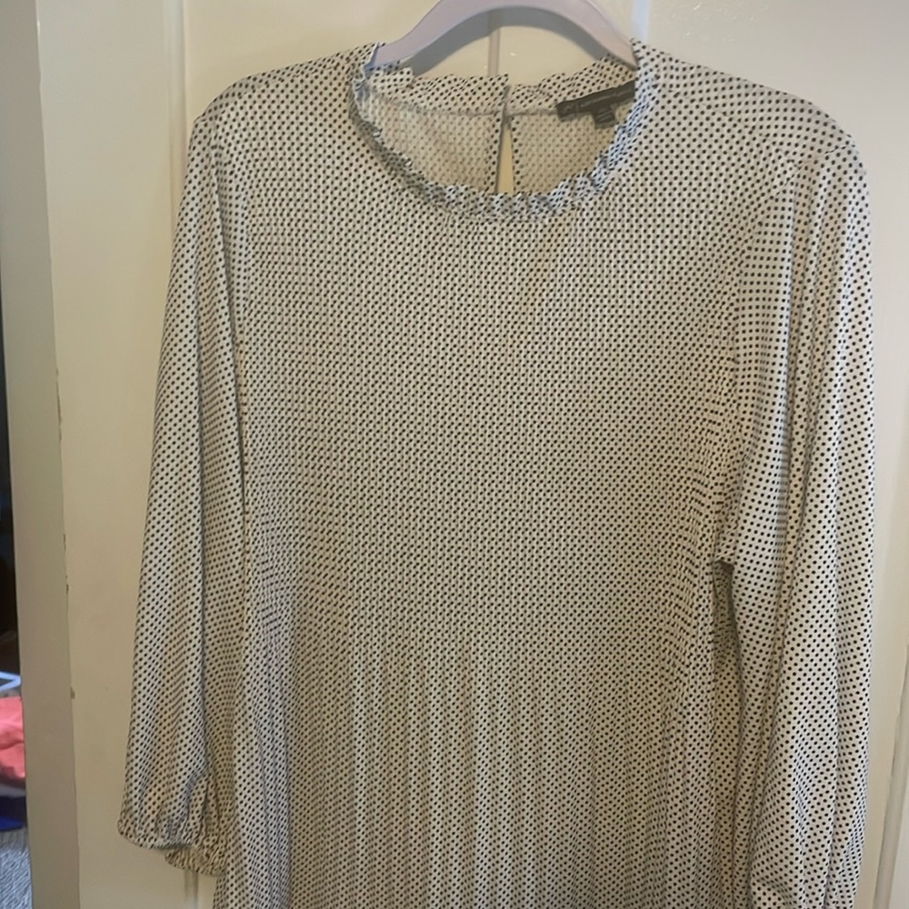 White and black polka dot dressy shirt